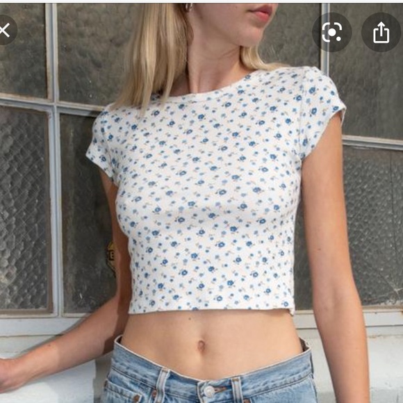 Brandy Melville Tops Brandy Melville Blue Floral Ashlyn Top Poshmark